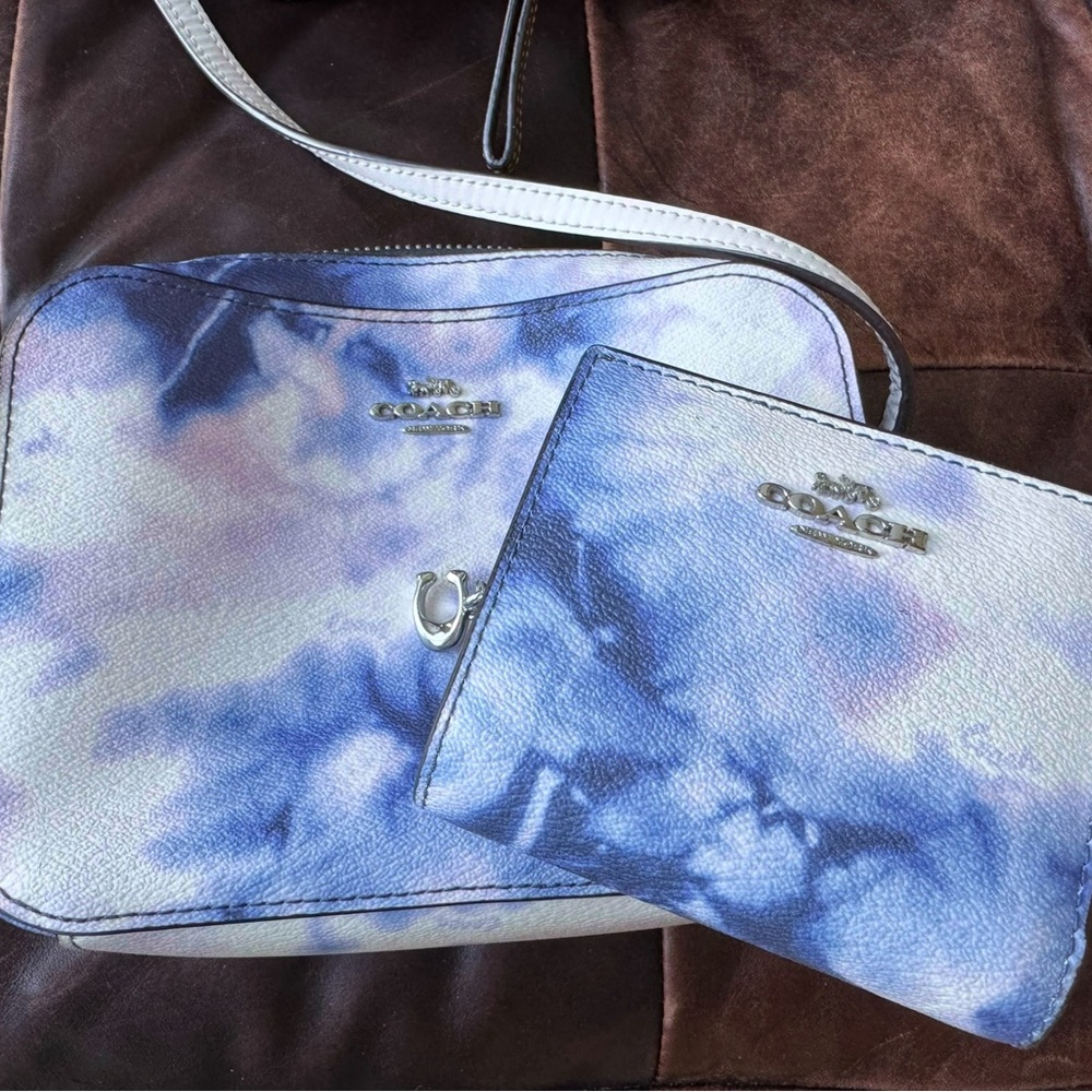 Coach Purple and Blue Tie-Dye Crossbody Bag Set